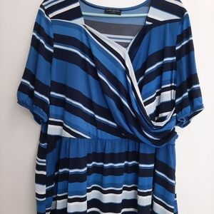 Lane Bryant Blue and White Striped Blouse